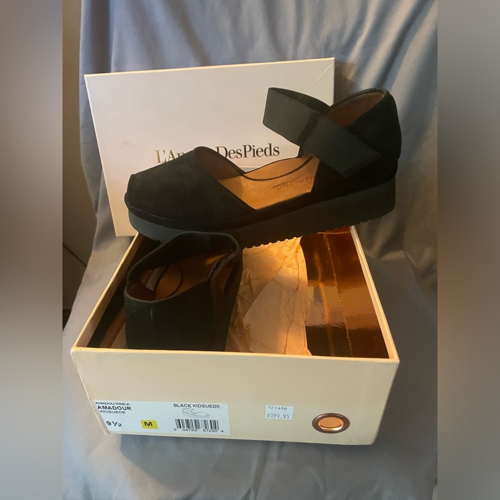 Adamour Black Suede Platforms, 9.5